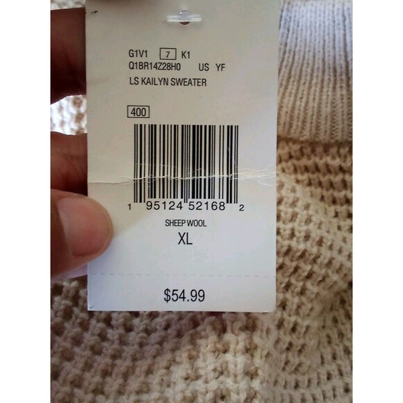 Guess Cold Shoulder Sweater Womens Beige Knit Los Angeles Top Sweater Xlarge - Picture 12 of 16